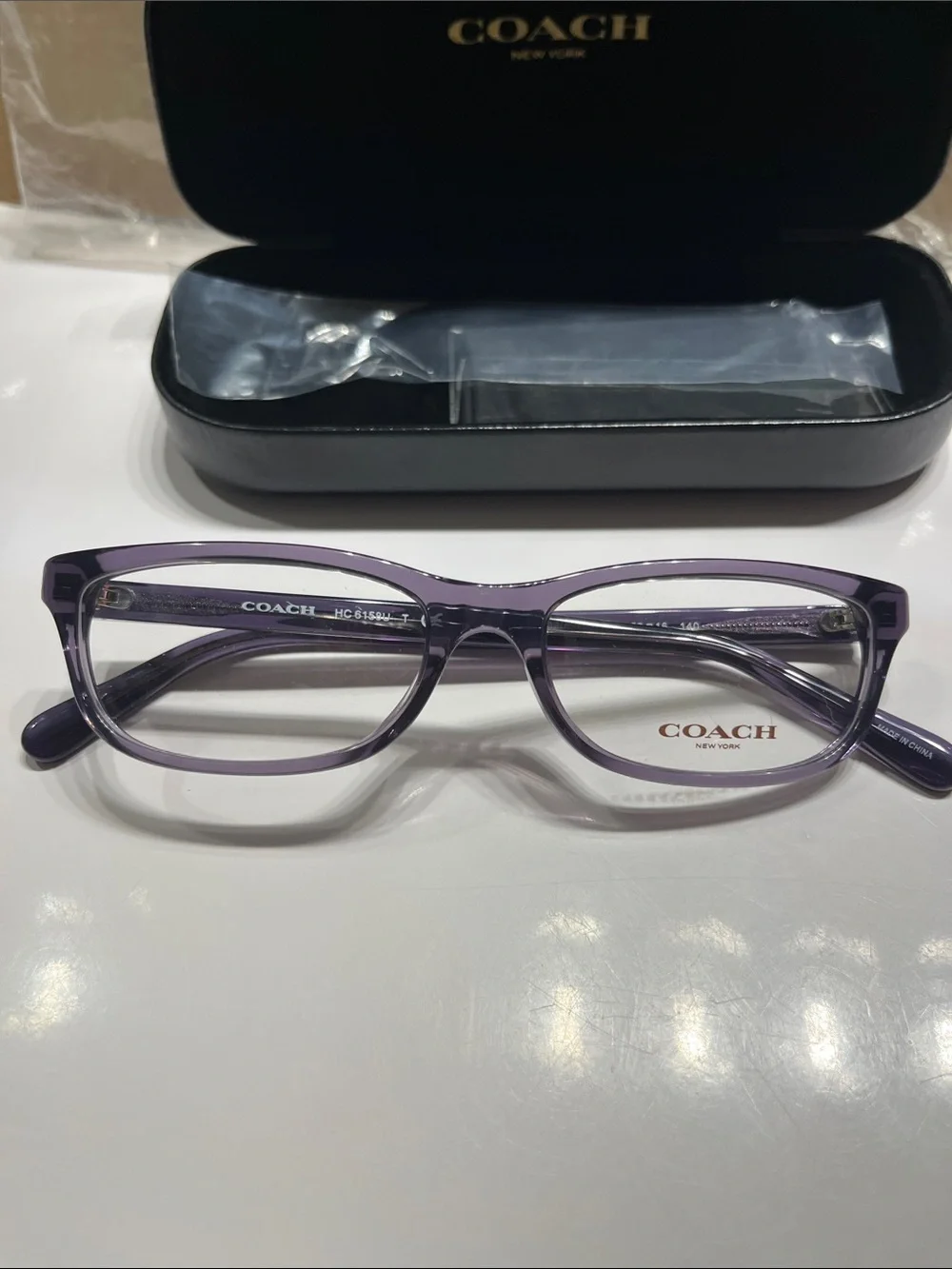 New Coach Women's Translucent Purple Rectangle Eyeglasses